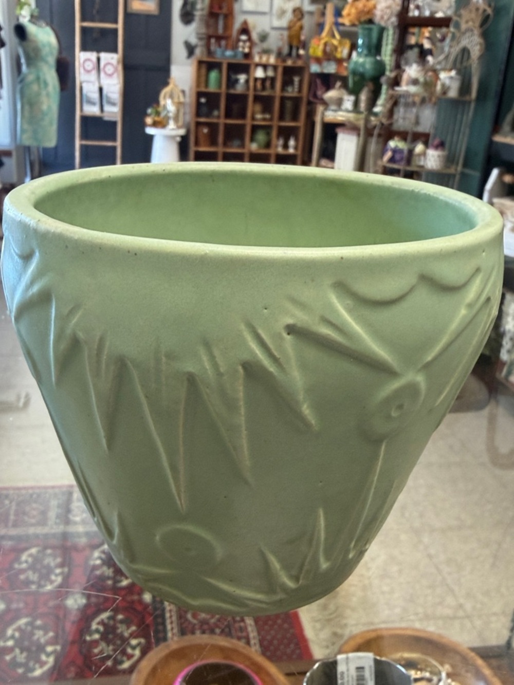 RRP Green Art Deco Ceramic Planter